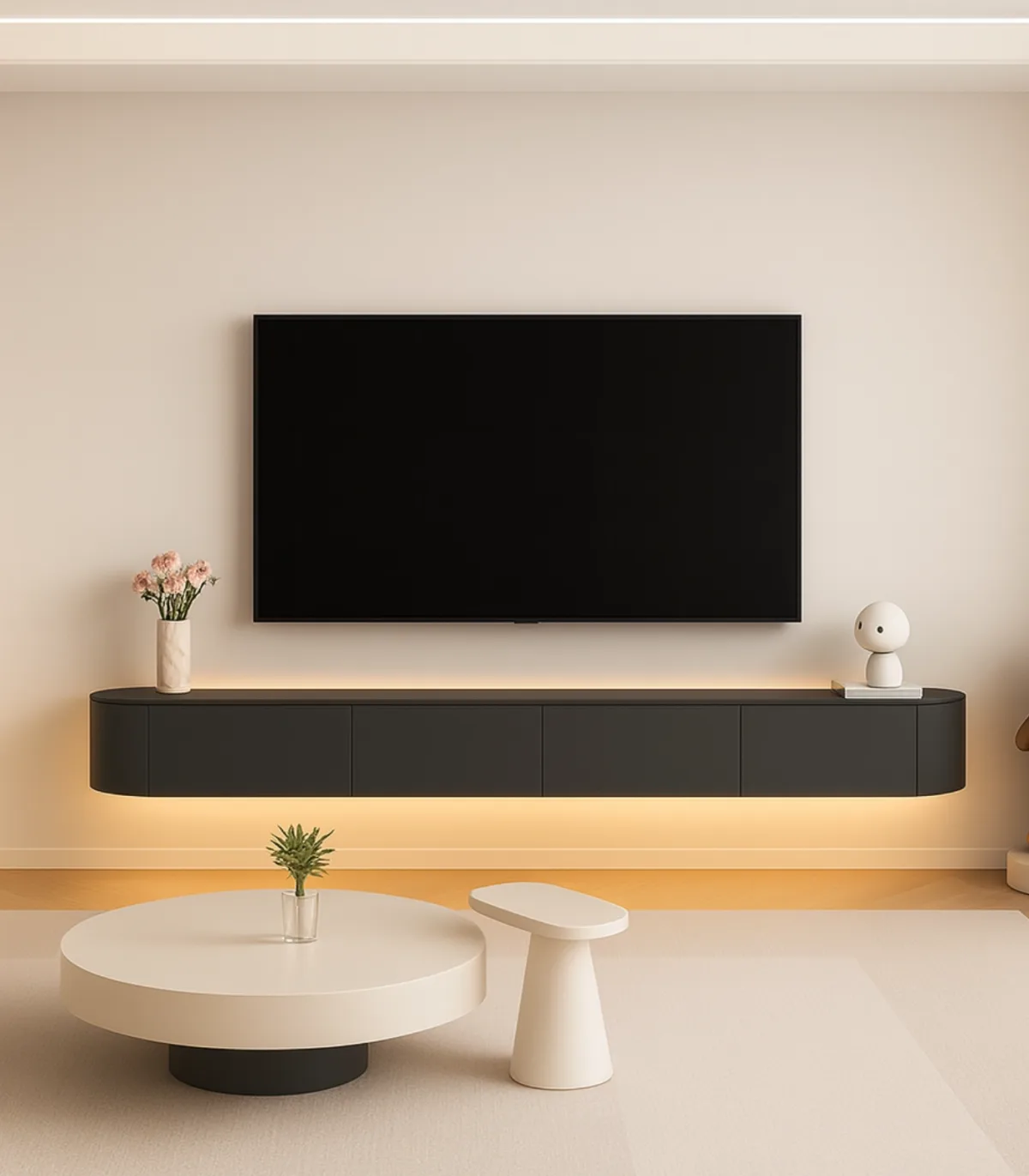 Moderne Japandi Black Wand TV Unit