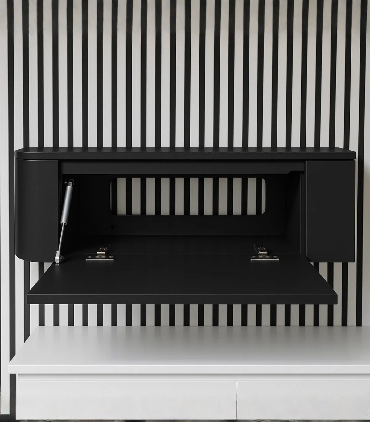 Moderne Japandi Zwart Wand TV Meubel 3