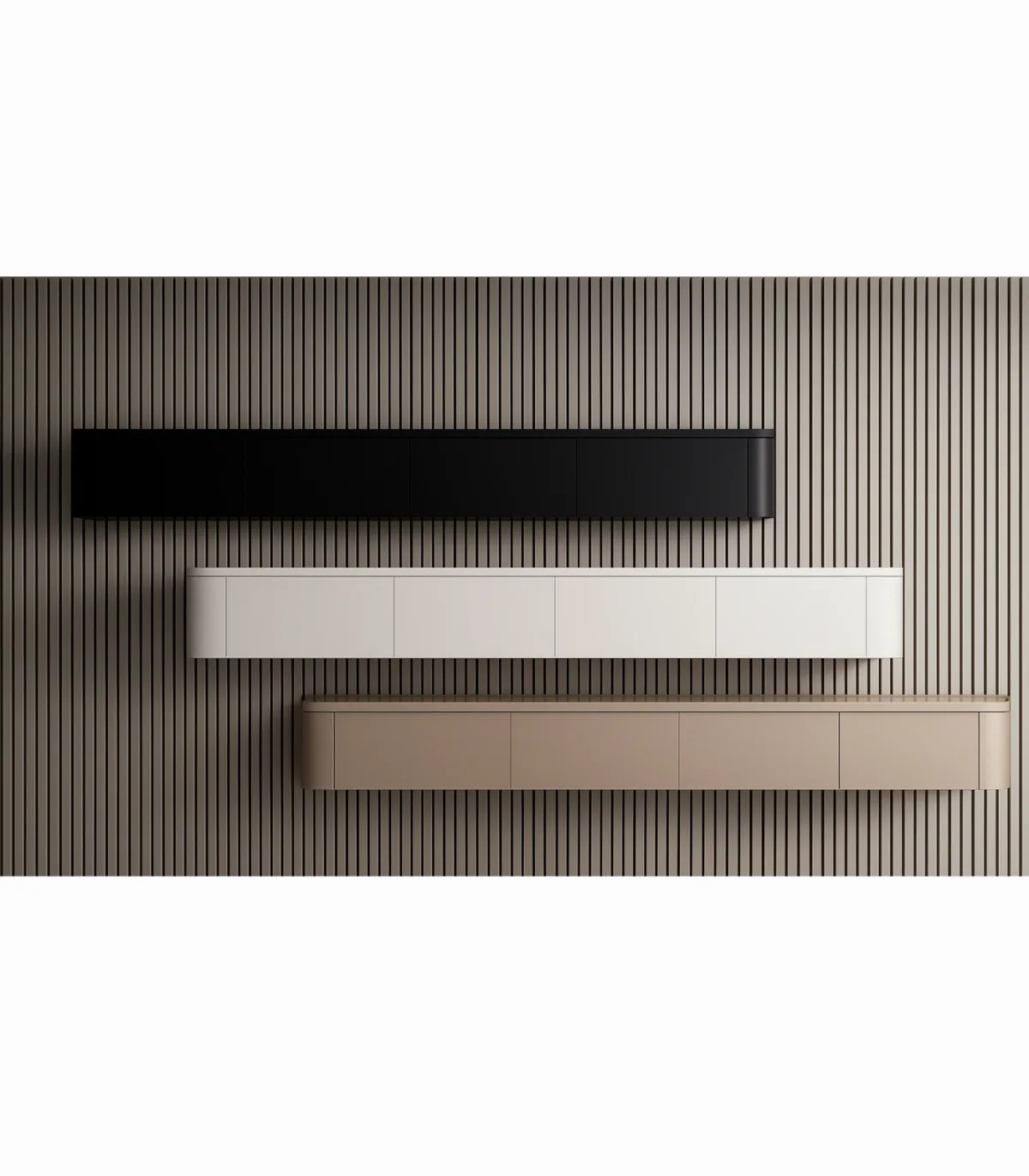Moderne Japandi Zwart Wand TV Meubel 5