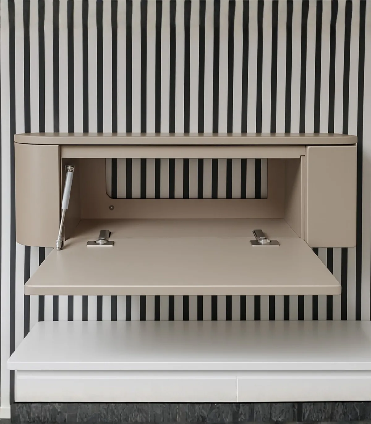 Moderne Japandi Taupe Wand TV Meubel 4