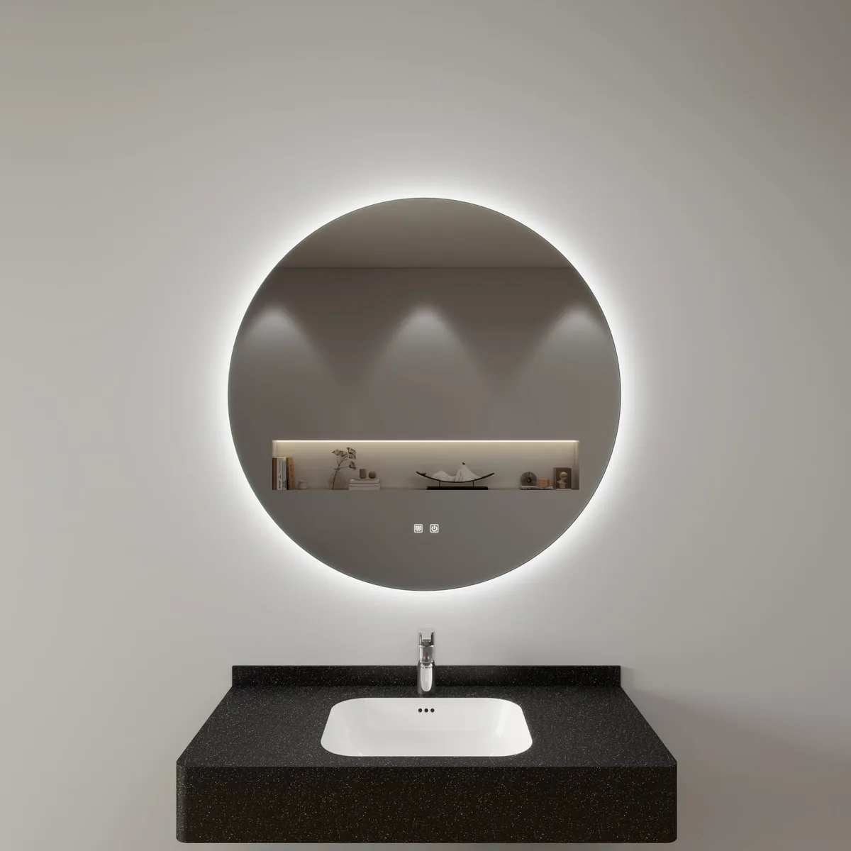 Bologna  spiegel rond met LED dimbaar en spiegelverwarming 80 cm