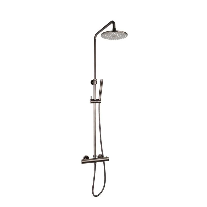 DOUCHESET OPBOUW THERMOSTATISCH (IN HOOGTE VERSTELBAAR) ROND GUN METAL