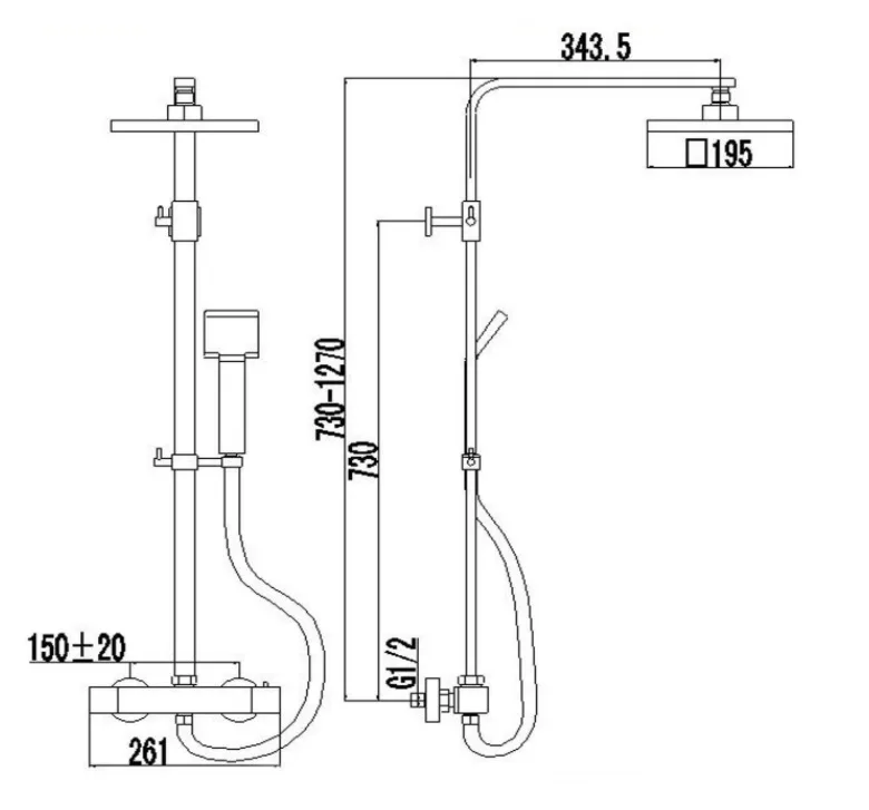 New-York vierkante thermostatische regendouche 2