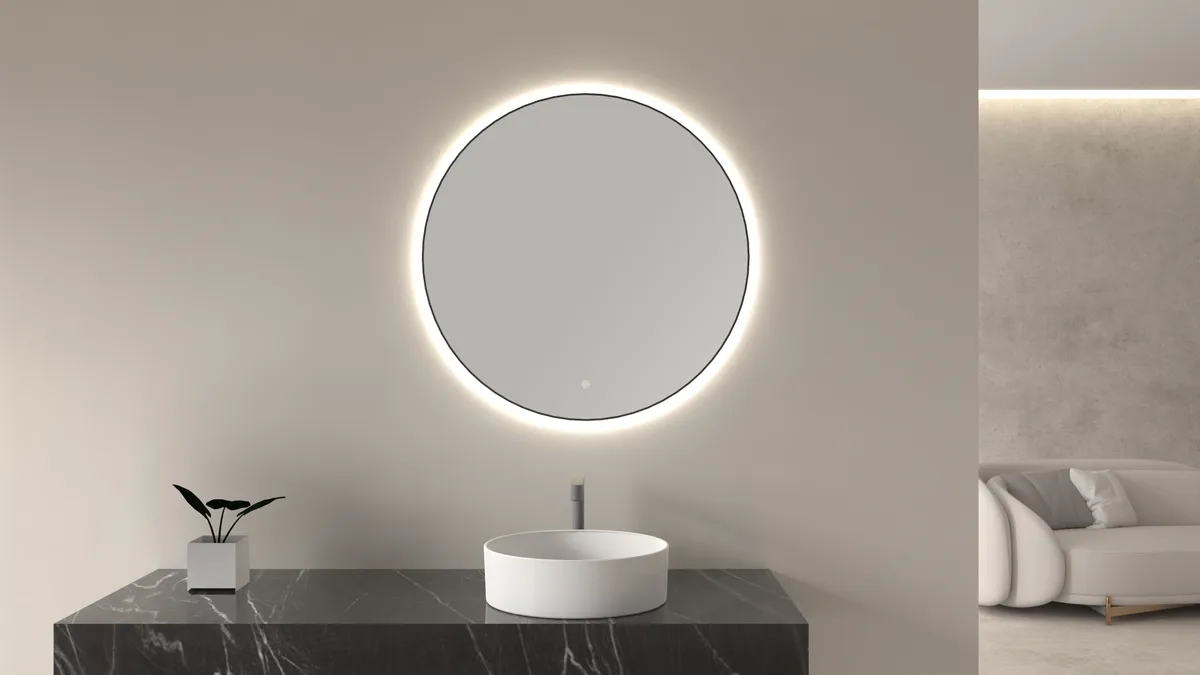 Novi Mirror rond met LED, dimbaar 100 cm Matt Black 2