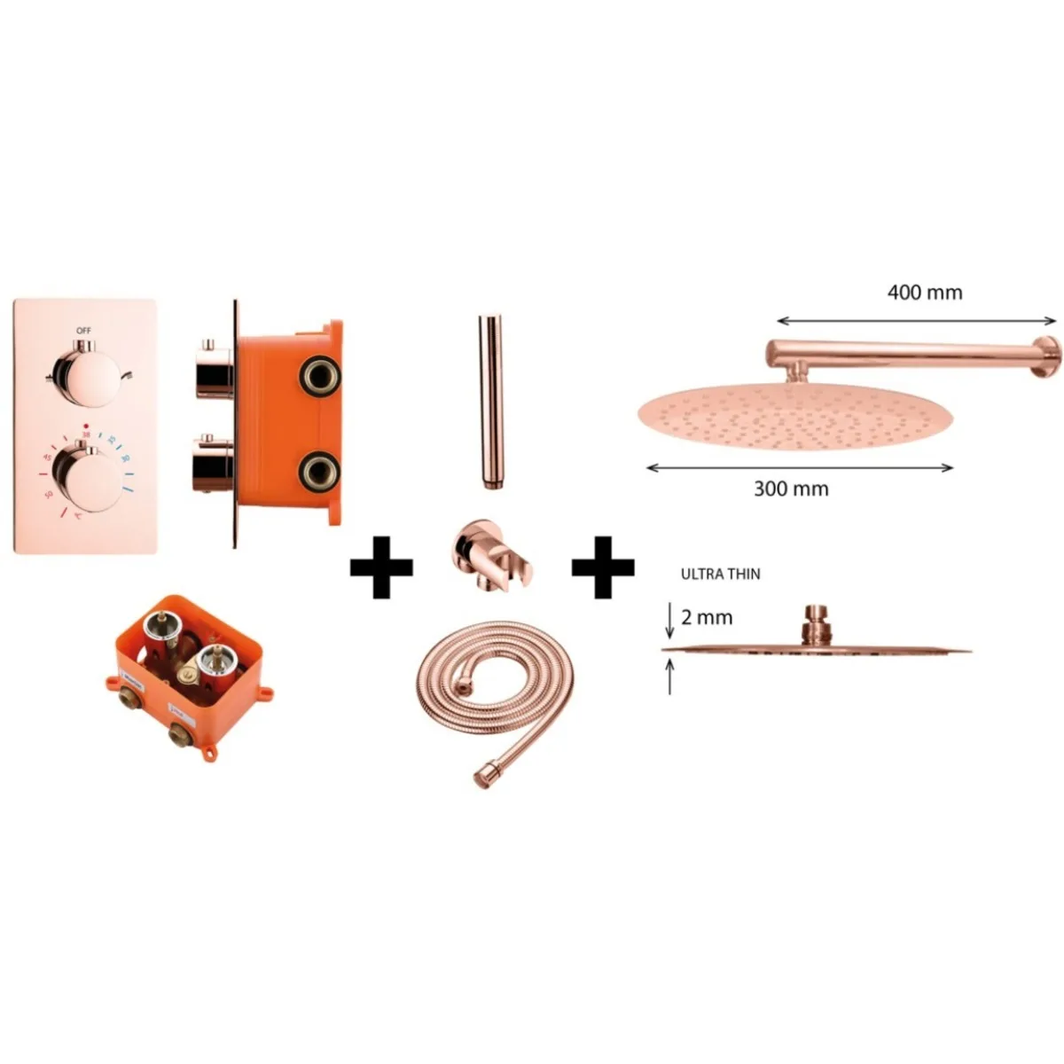 One-Pack inbouw-regendoucheset Lyon-M-300, Rosé Gold