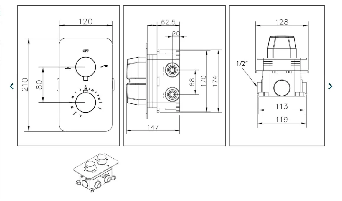 One-Pack inbouw-regendoucheset Moya-M-300 Gun Metal 2