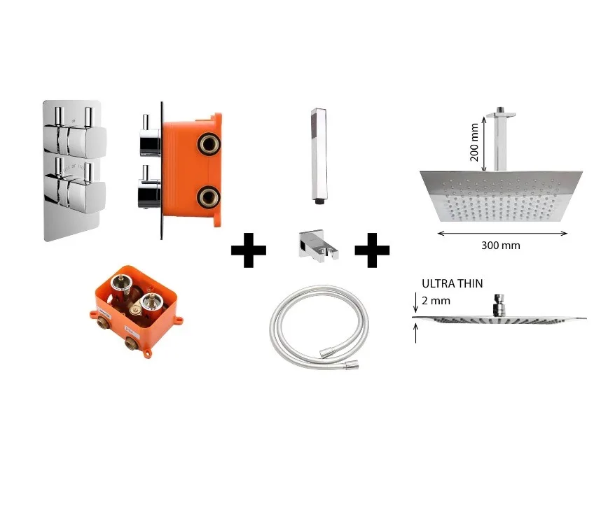 One pack inbouw-regendoucheset Piazza vierkant P-300x300