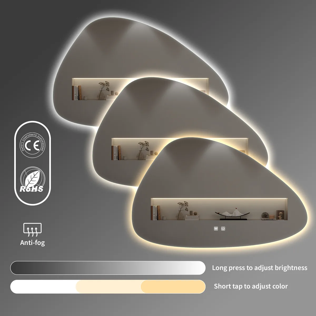 Rome Mirror met LED dimbaar en spiegelverwarming 120x75 cm 2