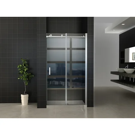 W 1100x2000 schuifbare nisdeur 2-d. chr.8mm NANO