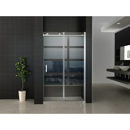 W 1200x2000 schuifbare nisdeur 2-d. chr.8mm NANO