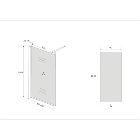W 800x2000 Walk-in Shower met muurprofiel 10mm NANO rookglas 2