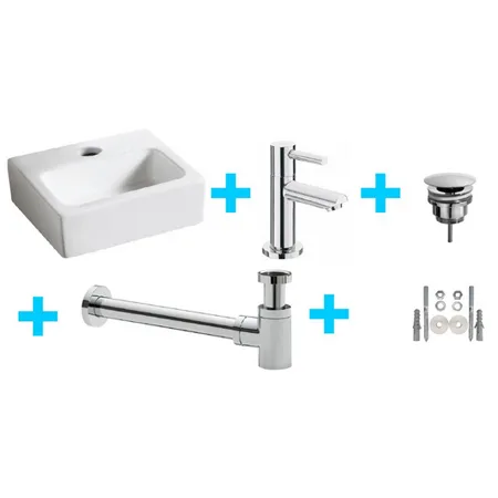 Wiesbaden one-pack Leto Hand Basin + Amador toiletkraan chroom